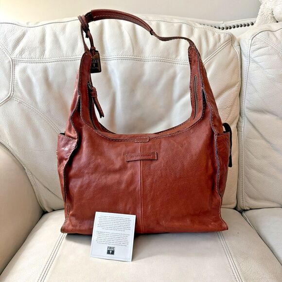 Frye Handbags - Frye Artisan Leather Hobo Bag Rustic Western Distressed Boho Whiskey NWT